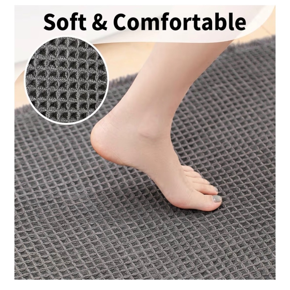 Waffle Bath Mat - 18'' x 30'', Dark Grey - Picture 3 of 10